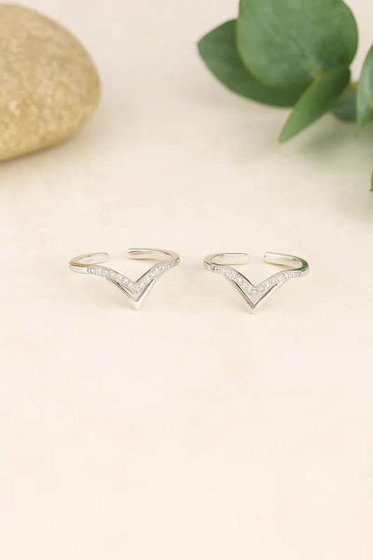 V-Glow 925 Silver Adjustable Toe Ring