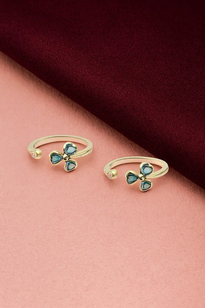 Azure Blossom 925 Silver Adjustable Toe Ring (Rose Gold Finish)