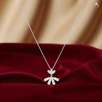 Crystal Bloom Fan Pendant Necklace - 925 Silver