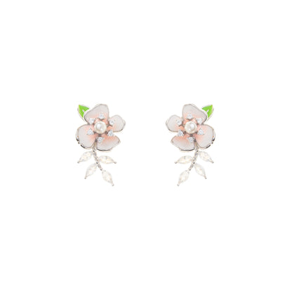 The Blush Bloom Pearl Drop Earrings - 925 Silver