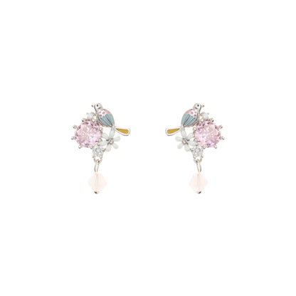 The Pastel Songbird Crystal Earrings - 925 Silver