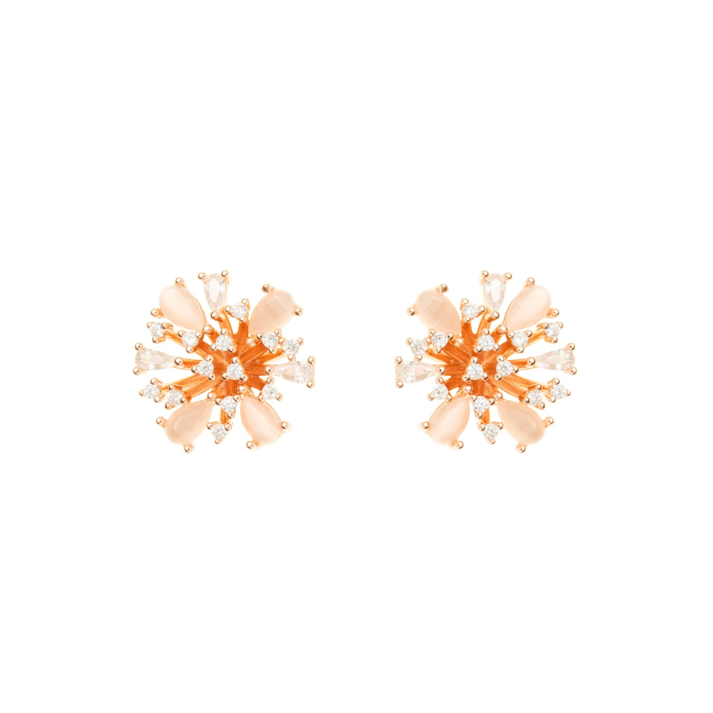 The Rosé Radiance Burst Earrings - 925 Silver