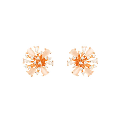 The Rosé Radiance Burst Earrings - 925 Silver