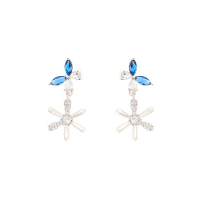 The Sapphire Bloom Drop Earrings - 925 Silver