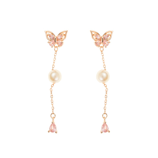 The Blush Flutter Pearl Drop Earring - 925 silver