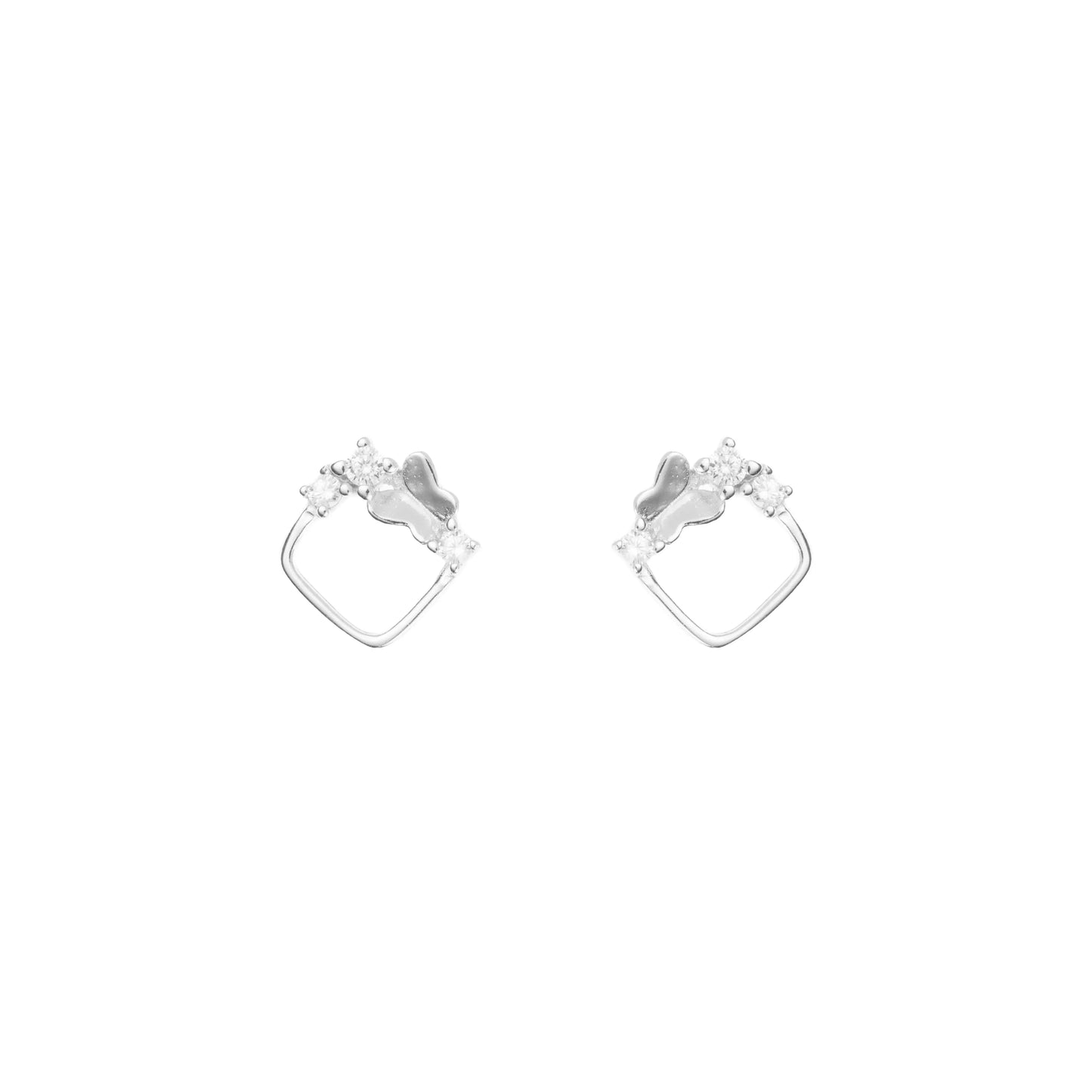 Crystal Crown Silver Hoops Earrings - 925 Silver