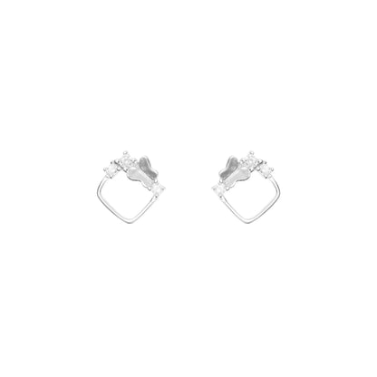 Crystal Crown Silver Hoops Earrings - 925 Silver