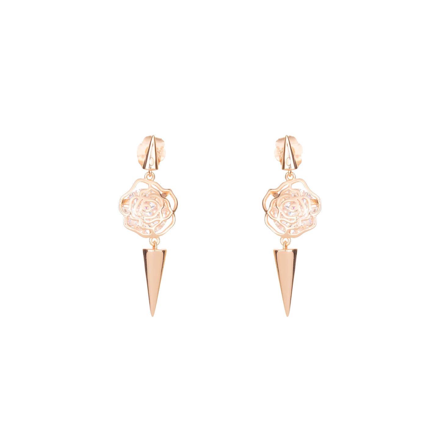 Rosé Bow Drop Earrings - 925 Silver