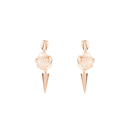 Rosé Bow Drop Earrings - 925 Silver