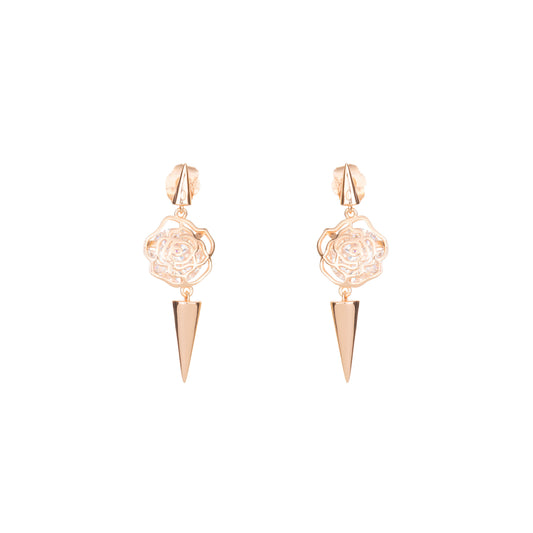 Rosé Bow Drop Earrings - 925 Silver