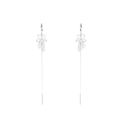 The Silver Bloom Petal Threader Earrings - 925 Silver