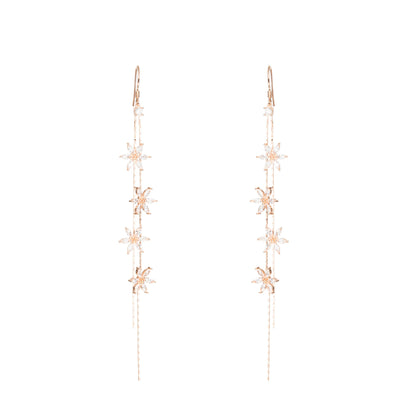 Celestial Bloom Rose Gold Starfall Earrings - 925 Silver