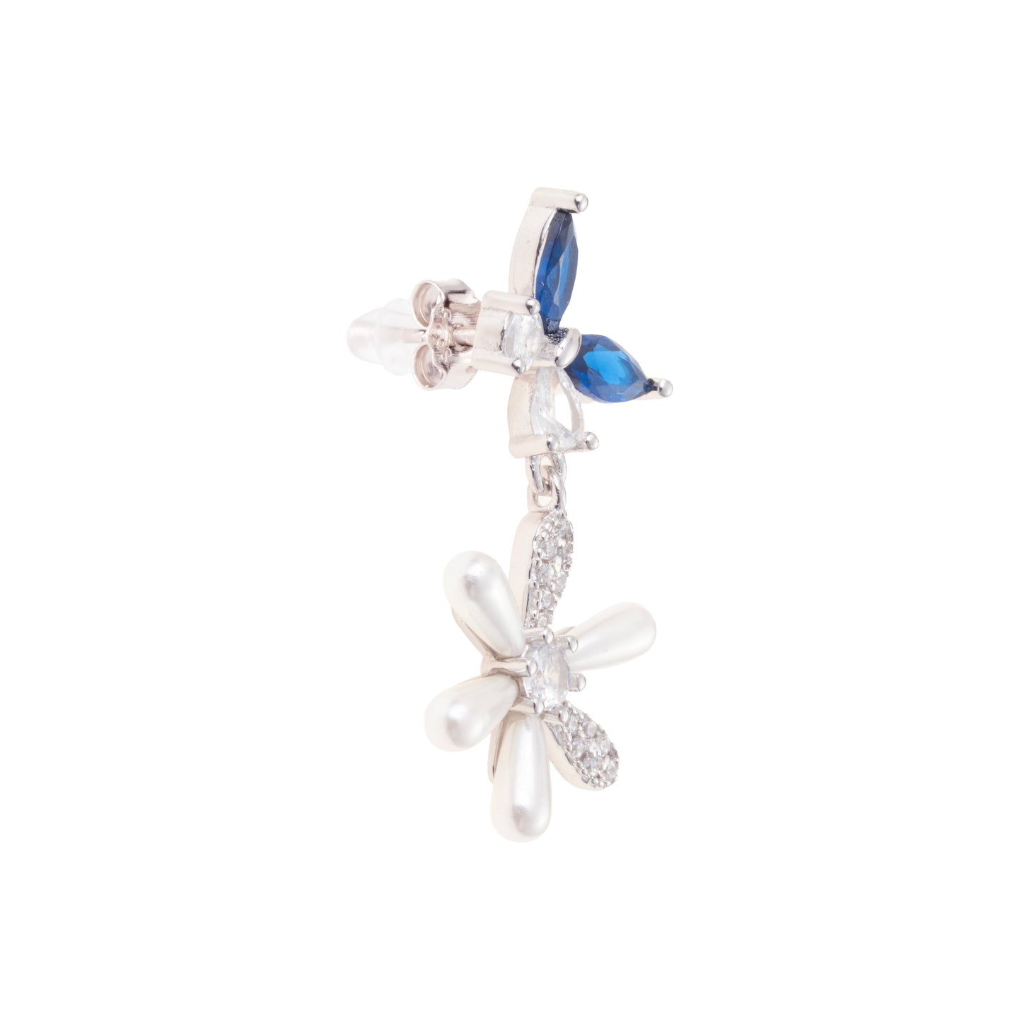 The Sapphire Bloom Drop Earrings - 925 Silver