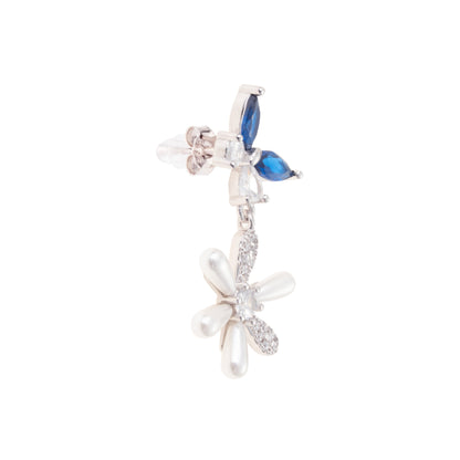 The Sapphire Bloom Drop Earrings - 925 Silver