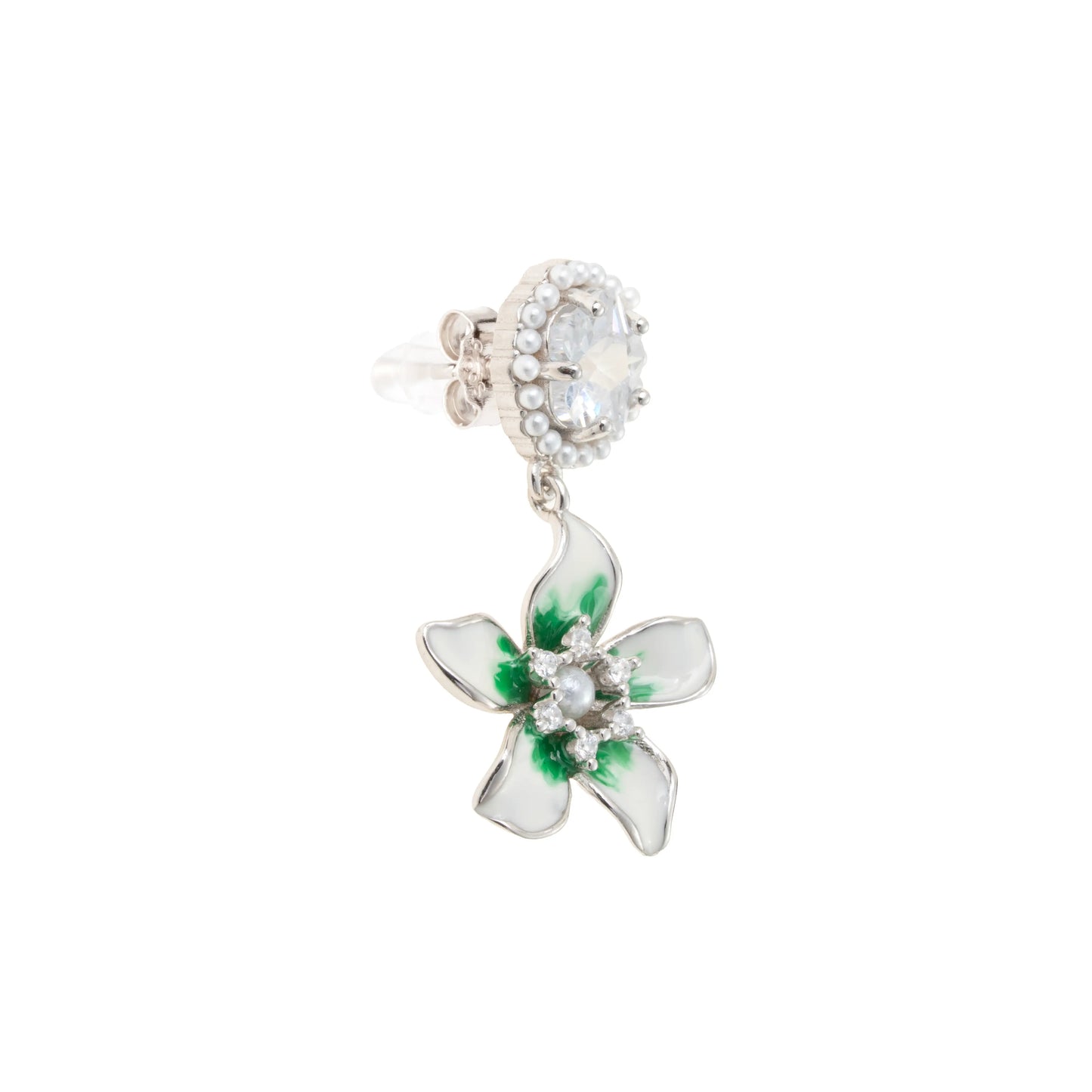 The Verdant Bloom Crystal Drops Earrings - 925 Silver