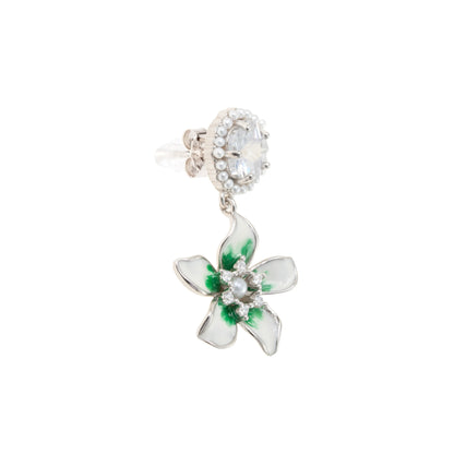 The Verdant Bloom Crystal Drops Earrings - 925 Silver
