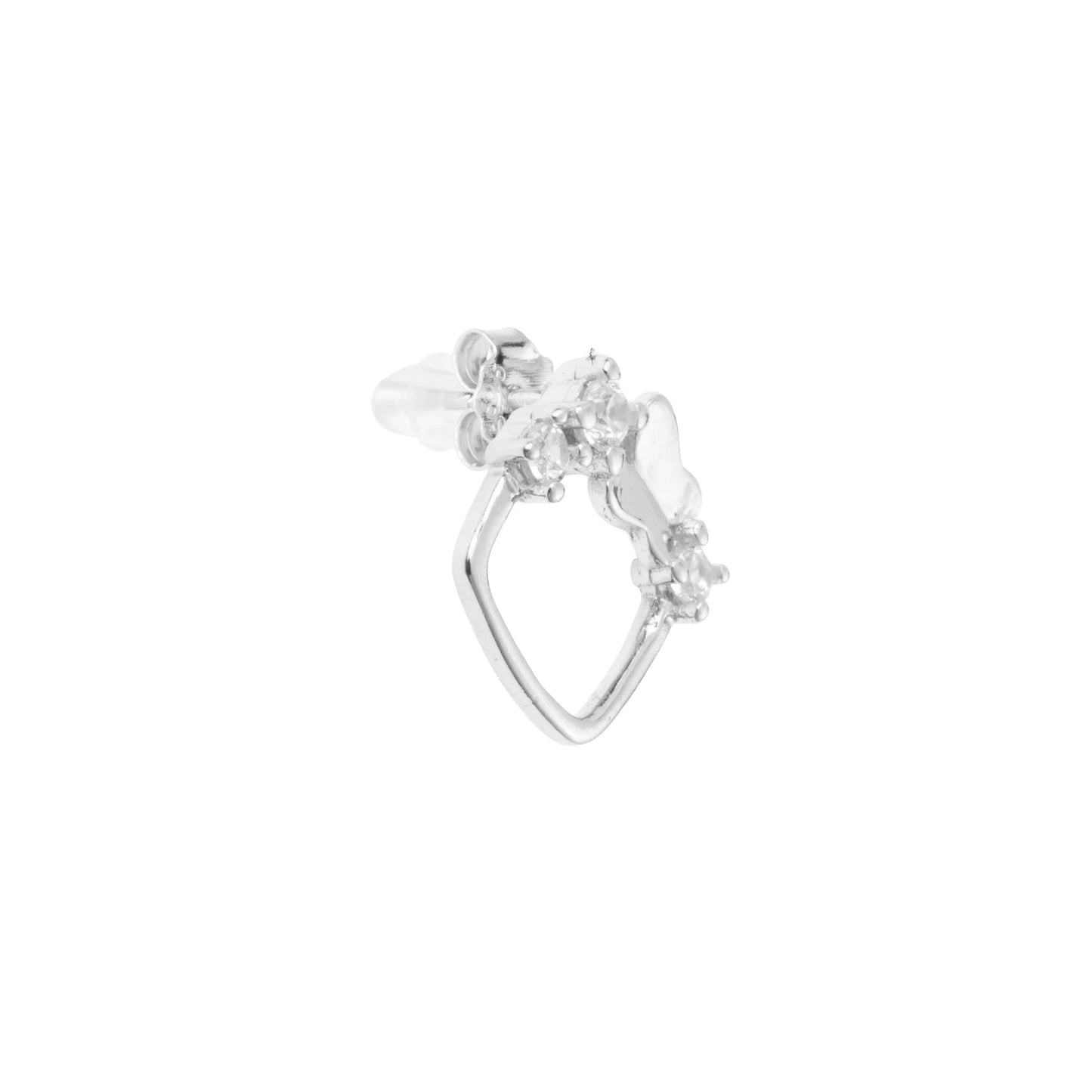 Crystal Crown Silver Hoops Earrings - 925 Silver