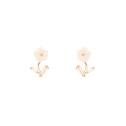 Petal Poise Rose Gold Earrings - 925 Silver
