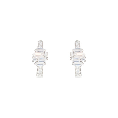 The Crystal Baguette Orbit Hoops Earrings - 925 Silver
