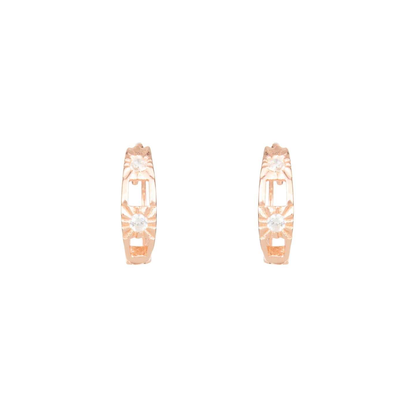 Aurora Bloom Rose Gold Hoops Earrings  - 925 Silver