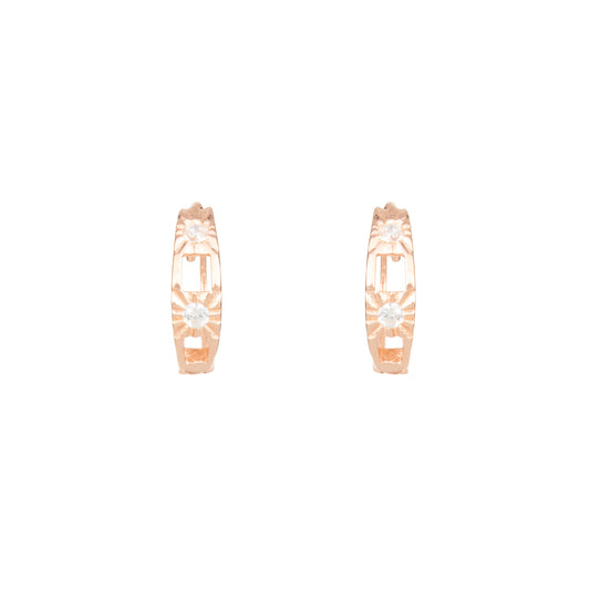 Aurora Bloom Rose Gold Hoops Earrings  - 925 Silver