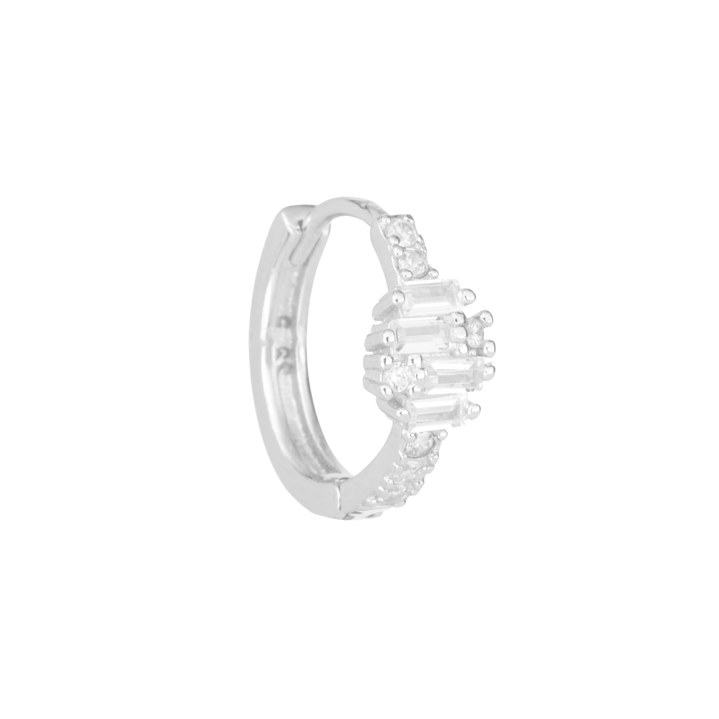 The Crystal Baguette Orbit Hoops Earrings - 925 Silver