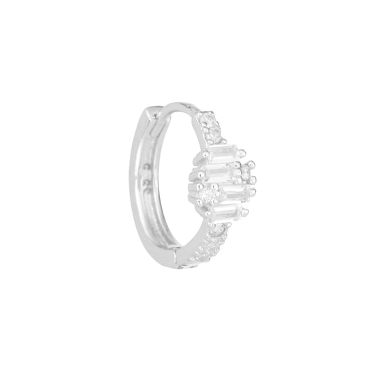 The Crystal Baguette Orbit Hoops Earrings - 925 Silver