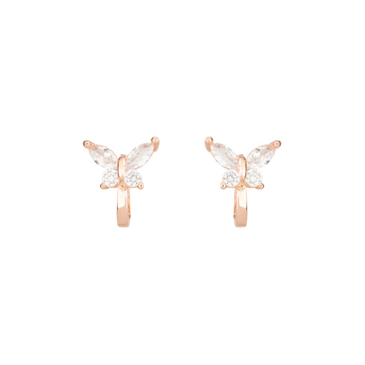 Whispering Wings Butterfly Hoops Earrings -925 Silver