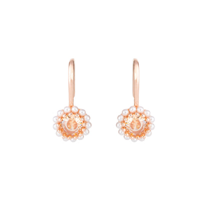 Pearla Halo Drop Earrings  - 925 Silver