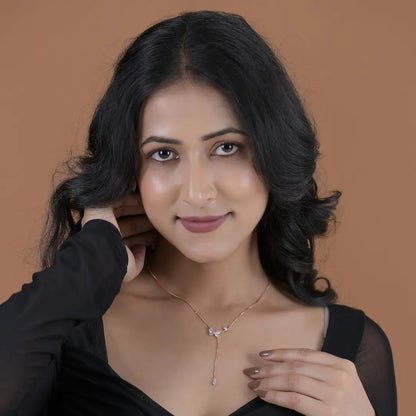 Graceful 925 Silver Rose Gold Butterfly Adjustable Y-Necklace