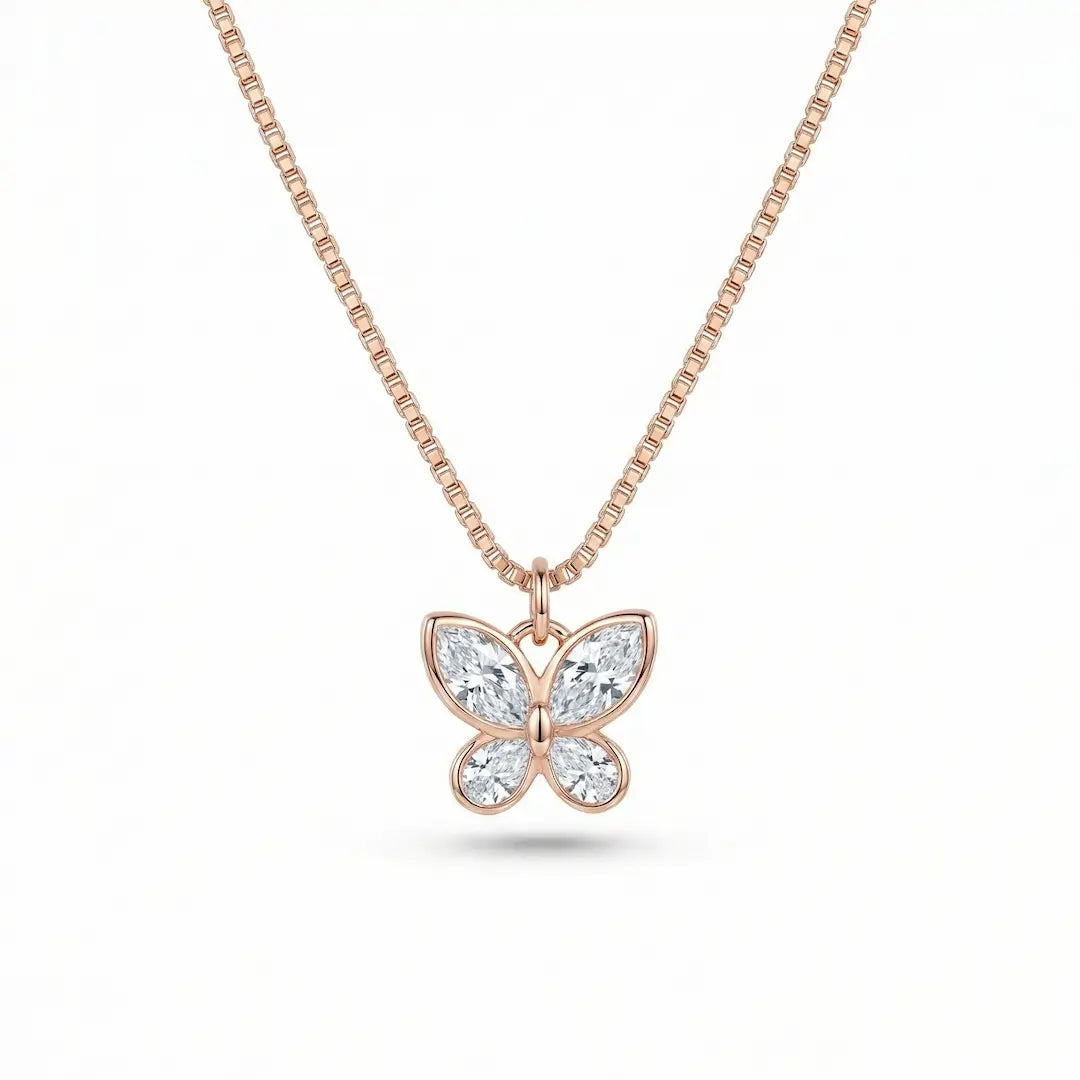 Butterfly Grace Necklace - 925 Silver rose gold
