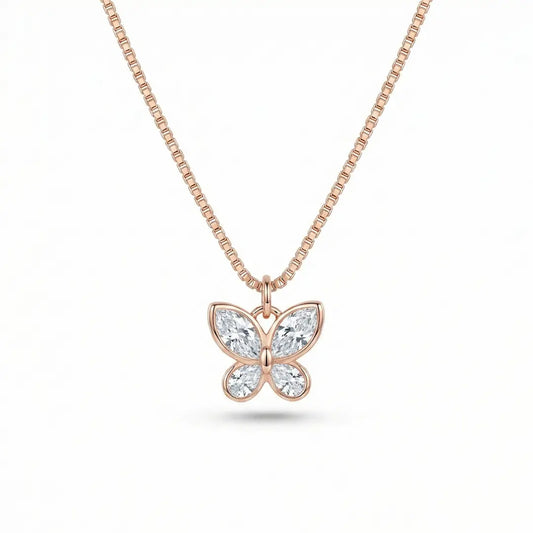 Butterfly Grace Necklace - 925 Silver rose gold