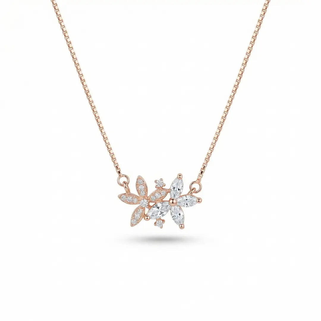 Floral Spark  Necklace - 925 Silver
