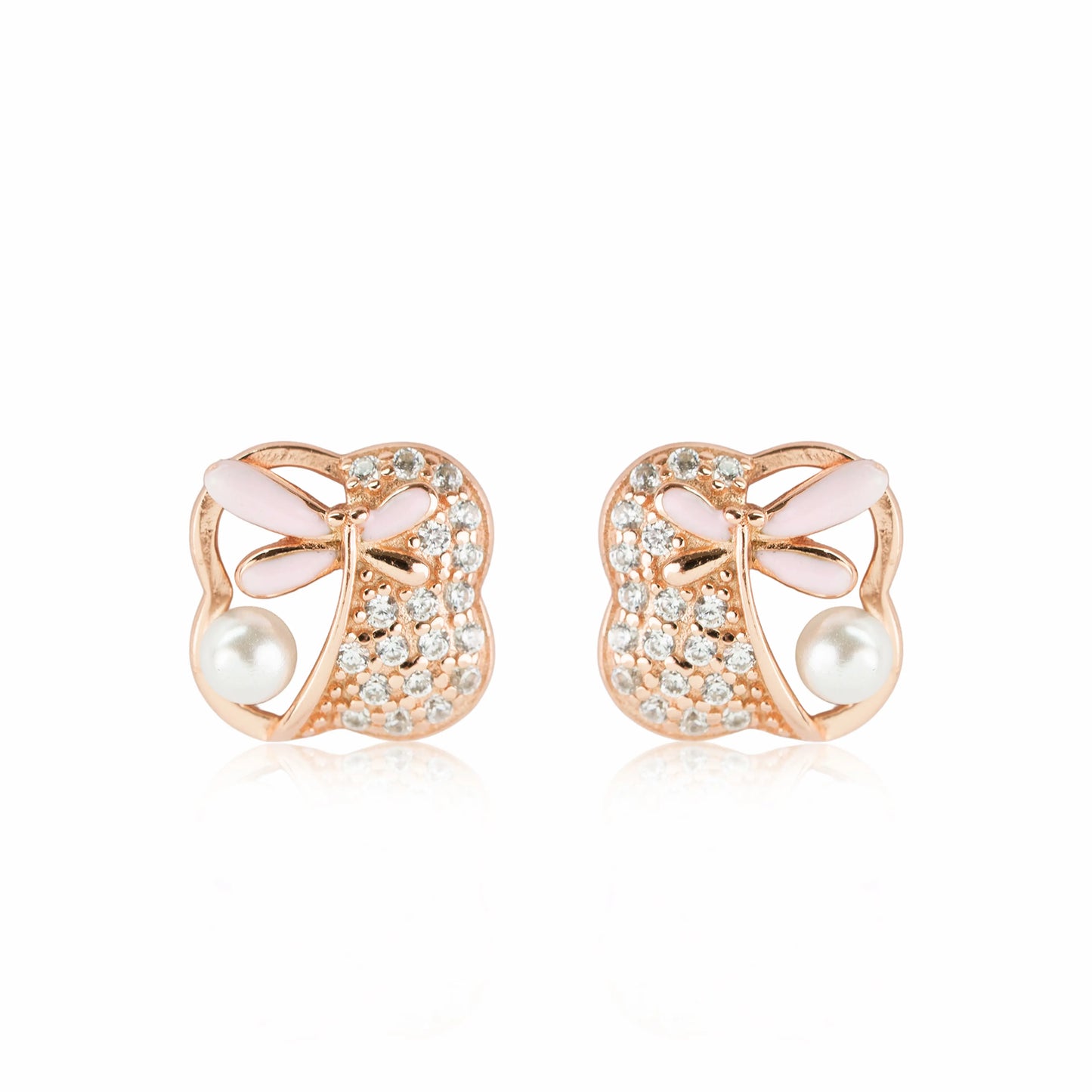 Blush Pearl Bow Earrings -  925 Silver