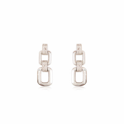 Infinity Link Rose Gold Earrings - 925 Silver