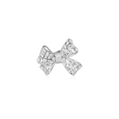 Catseye Stone Bow Cocktail Ring - 925 Silver