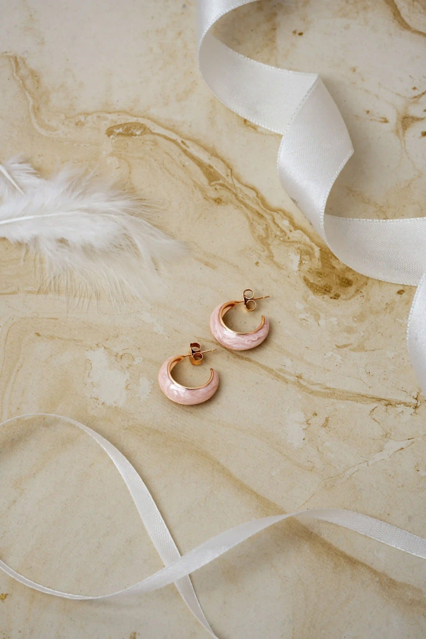 Blush Crescent Hoops - 925 Silver