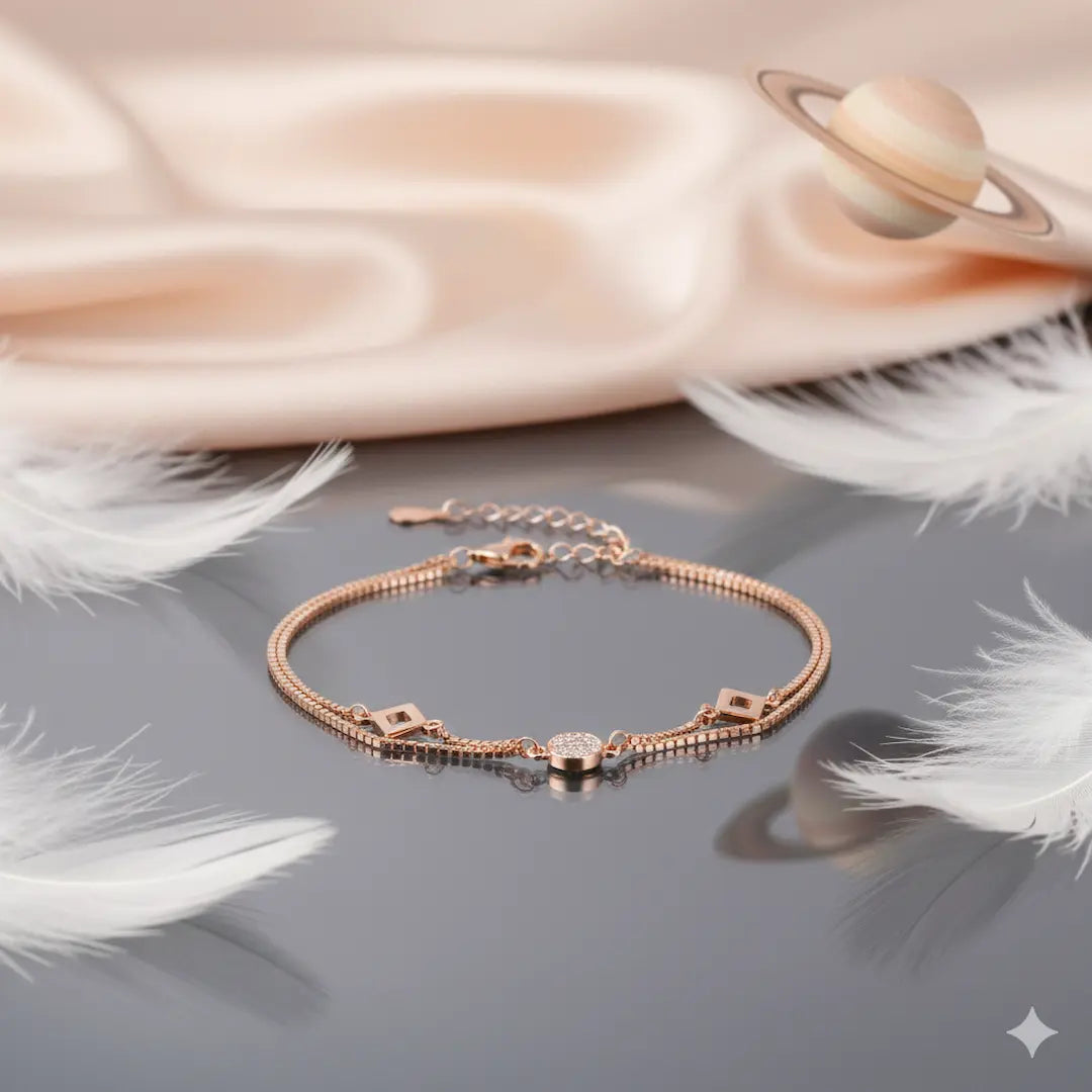925 Sterling Silver Geometric Halo Adjustable Multi-Layer Bracelet
