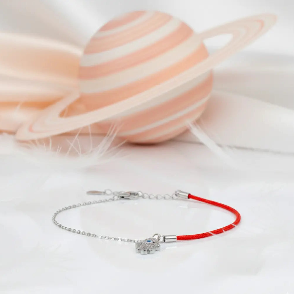 925 Sterling Silver Hamsa Red Thread Adjustable Bracelet