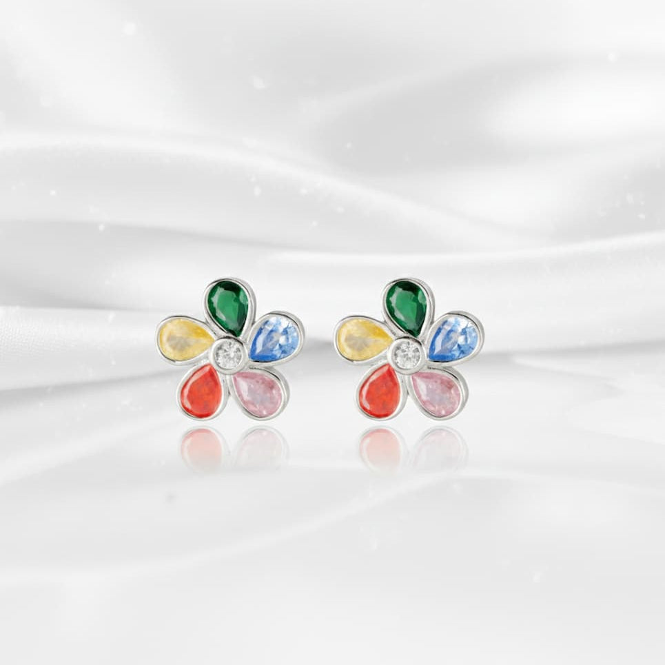Vibrant Flora 925 Silver Multi-Color Petal Studs