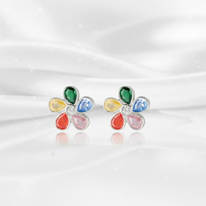 Vibrant Flora 925 Silver Multi-Color Petal Studs