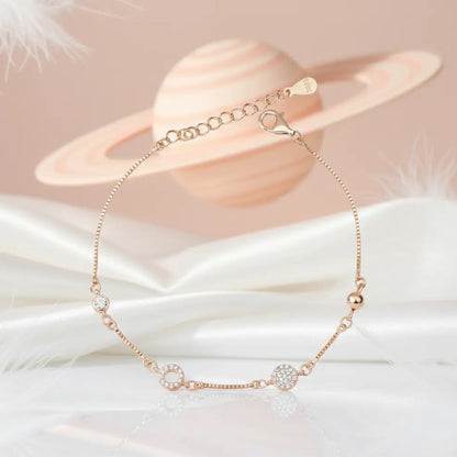 925 Sterling Silver Rose Gold Celestial Orb Adjustable Bracelet