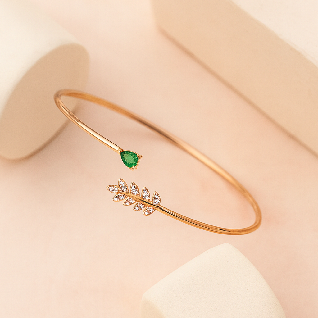 Leaf Grace 925 Silver Adjustable Kada
