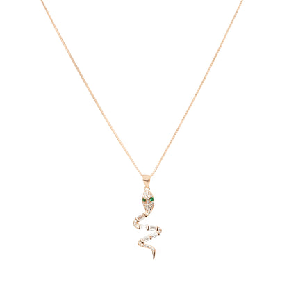 Serpent Shine Rose Gold Pendant Necklace - 925 Silver