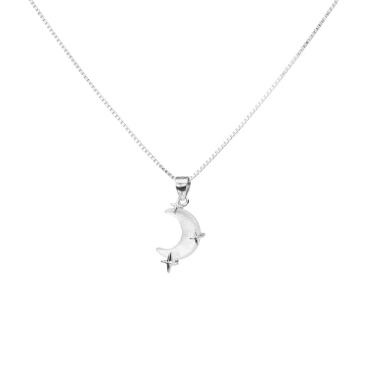 Lunar Glow Crescent Moon Necklace - 925 Silver