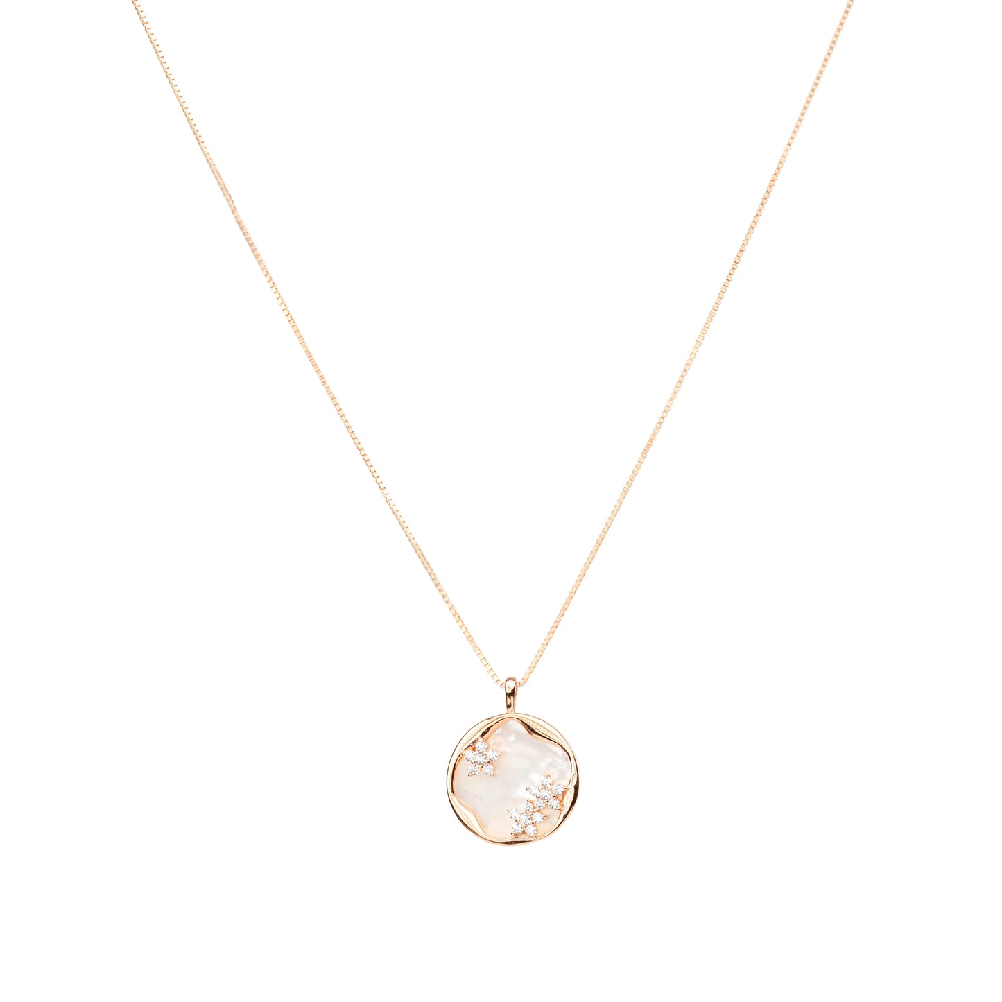 Celestial Bloom Mother-of-Pearl Pendant Necklace - 925 Silver