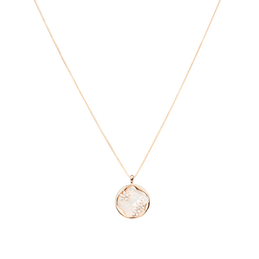 Celestial Bloom Mother-of-Pearl Pendant Necklace - 925 Silver