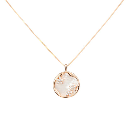 Celestial Bloom Mother-of-Pearl Pendant Necklace - 925 Silver