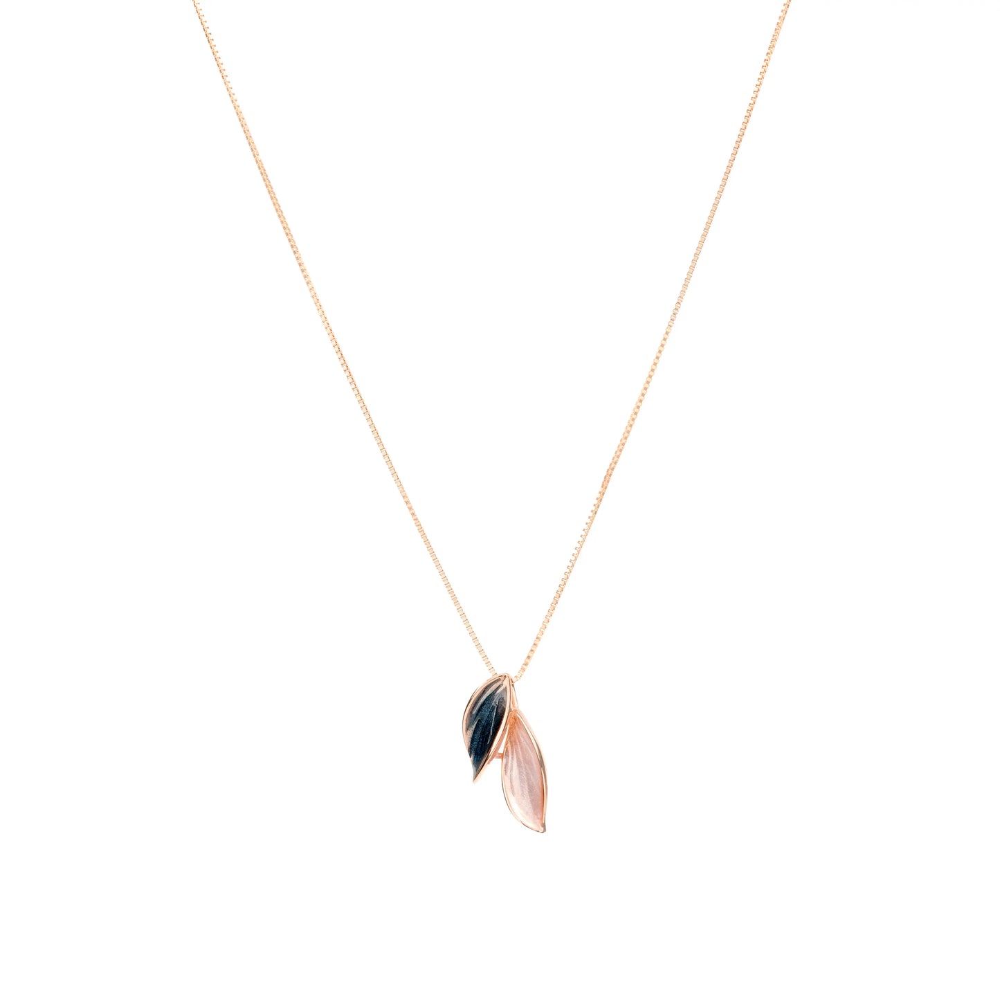Whispering Leaves Rose Gold Pendant Necklace - 925 Silver