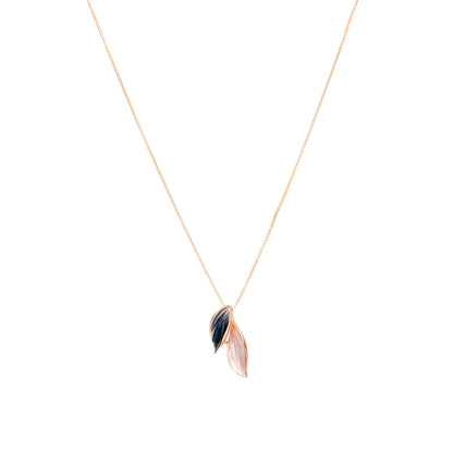 Whispering Leaves Rose Gold Pendant Necklace - 925 Silver